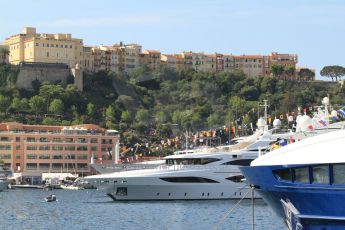 © Octane Photographic Ltd. 2012. F1 Monte Carlo - Practice 3. Saturday 26th May 2012. The yachts and palace in Monaco. Digital Ref : 0354cb7d8391