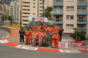 © Octane Photographic Ltd. 2012. F1 Monte Carlo - Race. Sunday 27th May 2012. The marshal team at post 6 - Fairmont Hotel Hairpin. Digital Ref : 0357cb1d7659