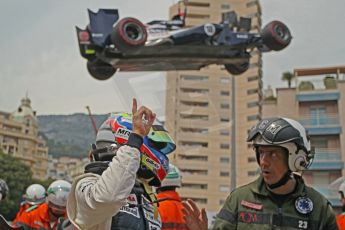 © Octane Photographic Ltd. 2012. F1 Monte Carlo - Race. Sunday 27th May 2012. Pastor Maldonado retires at the Fairmont hotel hairpin with front wing damage - Williams. Digital Ref : 0357cb1d7757