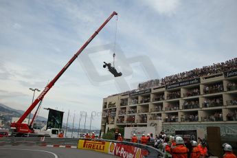 © Octane Photographic Ltd. 2012. F1 Monte Carlo - Race. Sunday 27th May 2012. Pastor Maldonado retires at the Fairmont hotel hairpin with front wing damage - Williams. Digital Ref : 0357cb1d7764