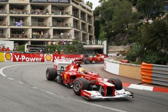 © Octane Photographic Ltd. 2012. F1 Monte Carlo - Race. Sunday 27th May 2012. Fernando Alonso and Felipe Massa at the Fairmont Hotel Hairpin - Ferrari. Digital Ref : 0357cb1d7877