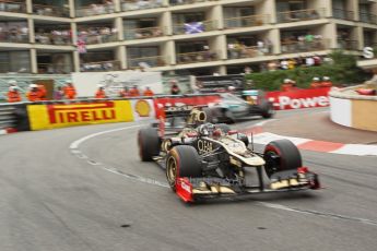 © Octane Photographic Ltd. 2012. F1 Monte Carlo - Race. Sunday 27th May 2012. Kimi Raikkonen - Lotus and Michael Schumacher - Mercedes. Digital Ref : 0357cb1d7904