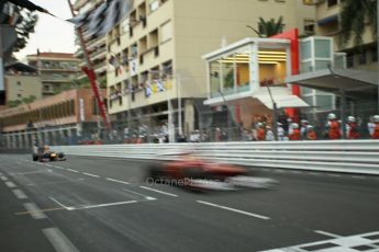 © Octane Photographic Ltd. 2012. F1 Monte Carlo - Race. Sunday 27th May 2012. Fernando Alonso blurs over the line in his Ferrari with Nico Rosberg's Mercedes chasing hard. Digital Ref : 0357cb1d8030