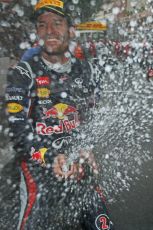 © Octane Photographic Ltd. 2012. F1 Monte Carlo - Race. Sunday 27th May 2012. Mark Webber - Red Bull sprays champagne over his pit crew. Digital Ref : 0357cb1d8069