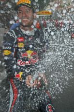 © Octane Photographic Ltd. 2012. F1 Monte Carlo - Race. Sunday 27th May 2012. Mark Webber - Red Bull sprays champagne over his pit crew. Digital Ref : 0357cb1d8069