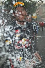 © Octane Photographic Ltd. 2012. F1 Monte Carlo - Race. Sunday 27th May 2012. Mark Webber - Red Bull sprays champagne over his pit crew. Digital Ref : 0357cb1d8071