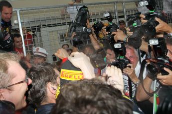 © Octane Photographic Ltd. 2012. F1 Monte Carlo - Race. Sunday 27th May 2012. Mark Webber is congratulated by his Red Bull teammates. Digital Ref : 0357cb1d8119