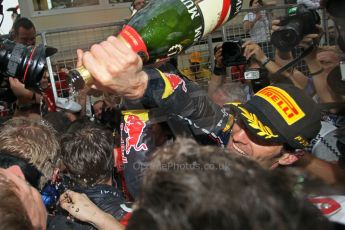© Octane Photographic Ltd. 2012. F1 Monte Carlo - Race. Sunday 27th May 2012. Mark Webber celebrates with his Red Bull squad. Digital Ref : 0357cb1d8135