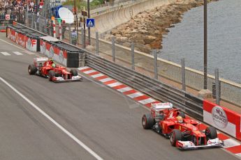© Octane Photographic Ltd. 2012. F1 Monte Carlo - Race. Sunday 27th May 2012. Fernando Alonso and Felipe Massa - Ferrari. Digital Ref : 0357cb7d0038