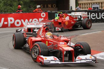 © Octane Photographic Ltd. 2012. F1 Monte Carlo - Race. Sunday 27th May 2012. Fernando Alonso and Felipe Massa at the Fairmont Hotel Hairpin - Ferrari. Digital Ref : 0357cb7d0126