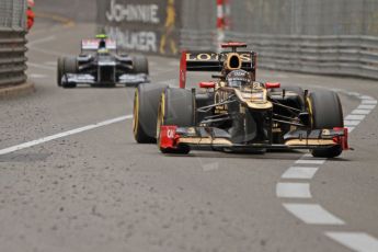 © Octane Photographic Ltd. 2012. F1 Monte Carlo - Race. Sunday 27th May 2012. Kimi Raikkonen - Lotus and Bruno Senna - Williams. Digital Ref : 0357cb7d0324
