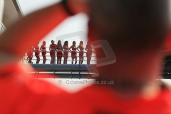 World © Octane Photographic Ltd. Formula 1 Italian GP, Podium ceremony 9th September 2012. The grid girls line the victor's route to the podium. Digital Ref : 0519lw1d8979