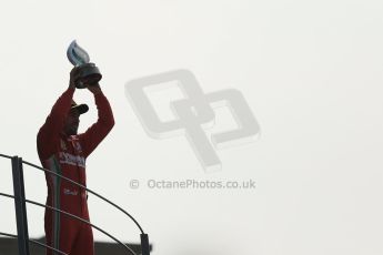 World © Octane Photographic Ltd. Formula 1 Italian GP, Podium ceremony 9th September 2012. Fernando Alondo salutes Ferrari's beloved Tiffosi. Digital Ref : 0519lw1d9120