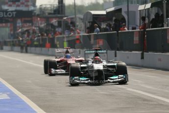 © 2012 Octane Photographic Ltd. Italian GP Monza - Saturday 8th September 2012 - F1 Qualifying. Mercedes W03 - Michael Schumacher and Ferrari F2012 - Fernando Alonso. Digital Ref :