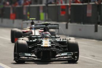 © 2012 Octane Photographic Ltd. Italian GP Monza - Saturday 8th September 2012 - F1 Qualifying. Caterham CT01 - Vitaly Petrov and HRT F112 - Narain Karthikeyan. Digital Ref :