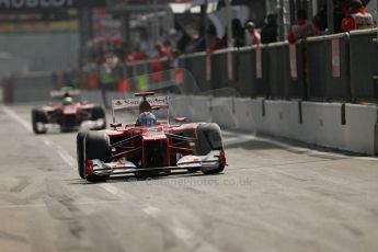 © 2012 Octane Photographic Ltd. Italian GP Monza - Saturday 8th September 2012 - F1 Qualifying. Ferrari F2012 - Fernando Alonso and Felipe Massa. Digital Ref :