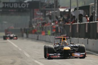 © 2012 Octane Photographic Ltd. Italian GP Monza - Saturday 8th September 2012 - F1 Qualifying. Red Bull RB8 - Sebastian Vettel and McLaren MP4/27 - Jenson Button. Digital Ref :