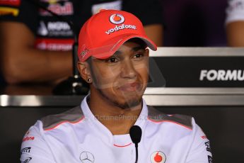 World © Octane Photographic Ltd. Formula 1 Italian GP, Press Conference 6th September 2012 - Lewis Hamilton - Vodafone McLaren Mercedes. Digital Ref : 0494lw7d5150