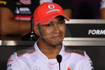 World © Octane Photographic Ltd. Formula 1 Italian GP, Press Conference 6th September 2012 - Lewis Hamilton - Vodafone McLaren Mercedes. Digital Ref : 0494lw7d5155