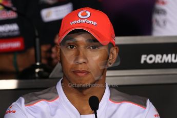 World © Octane Photographic Ltd. Formula 1 Italian GP, Press Conference 6th September 2012 - Lewis Hamilton - Vodafone McLaren Mercedes. Digital Ref : 0494lw7d5238