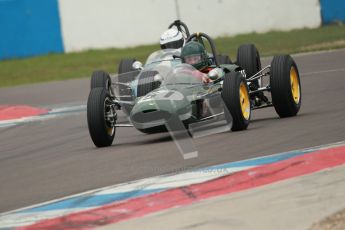 © Octane Photographic Ltd. Motors TV day – Donington Park, Saturday 31st March 2012. Formula Junior 2nd session, Michael Hibberd - Lotus 27 and Jonathan Hughes - Brabham BT6. Digital ref : 0268cb1d0005