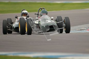 © Octane Photographic Ltd. Motors TV day – Donington Park, Saturday 31st March 2012. Formula Junior 2nd session, Michael Hibberd - Lotus 27 and Denis Welch - Lotus 22. Digital ref : 0268cb1d0108