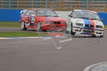 © Octane Photographic Ltd. Motors TV day – Donington Park,  Saturday 31st March 2012. Kumho BMW Championship, Stuart Laws - BMW E36 M3 and Darren Fielding - BMW M3. Digital ref : 0266cb7d6061