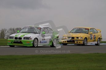 © Octane Photographic Ltd. Motors TV day – Donington Park,  Saturday 31st March 2012. Kumho BMW Championship, Neil Newstead - BMW E36 and Richard Marsh - BMW E36 M3. Digital ref : 0266lw7d7703