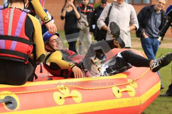 © Octane Photographic Ltd. 2012 World Superbike Championship – European GP – Donington Park. Media Day at the National Watersports Centre, Nottingham. 10th May 2012. Leon Haslam take a tumble even before getting onto the water. Digital Ref : 0324cb7d0656