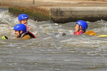 © Octane Photographic Ltd. 2012 World Superbike Championship – European GP – Donington Park. Media Day at the National Watersports Centre, Nottingham. 10th May 2012. Leon Haslam, Chaz Davies and Eugene Laverty in the water. Digital Ref : 0324cb7d0809