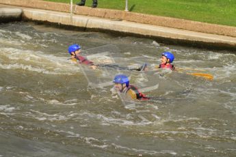 © Octane Photographic Ltd. 2012 World Superbike Championship – European GP – Donington Park. Media Day at the National Watersports Centre, Nottingham. 10th May 2012. Leon Haslam, Chaz Davies and Eugene Laverty in the water. Digital Ref : 0324lw7d1093