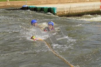 © Octane Photographic Ltd. 2012 World Superbike Championship – European GP – Donington Park. Media Day at the National Watersports Centre, Nottingham. 10th May 2012. Leon Haslam and Chaz Davies in the water. Digital Ref : 0324lw7d1123