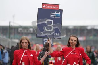 © 2012 Octane Photographic Ltd. British GP Silverstone - Sunday 8th July 2012 - GP2 Race 2 - Davide Valsecchi's Santander grid girls. Digital Ref : 0401lw7d6852