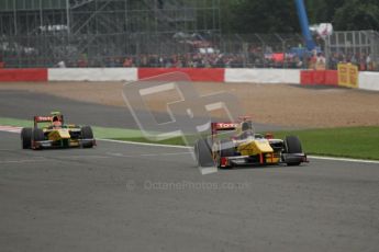 © 2012 Octane Photographic Ltd. British GP Silverstone - Sunday 8th July 2012 - GP2 Race 2 - Dams in formation heading to 2nd and 3rd places - Davide Valsecchi and Felipe Nasr. Digital Ref : 0401lw7d7301
