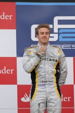 © 2012 Octane Photographic Ltd. British GP Silverstone - Sunday 8th July 2012 - GP2 Race 2 - Dams - Davide Valsecchi on the podium. Digital Ref : 0401lw7d7580