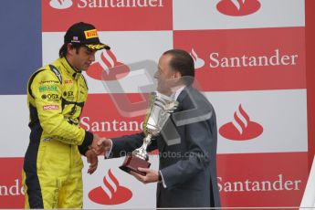 © 2012 Octane Photographic Ltd. British GP Silverstone - Sunday 8th July 2012 - GP2 Race 2 - Felipe Nasr receives his trophy. Digital Ref : 0401lw7d7645