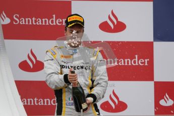 © 2012 Octane Photographic Ltd. British GP Silverstone - Sunday 8th July 2012 - GP2 Race 2 - Davide Valsecchi sprays champagne on the podium. Digital Ref : 0401lw7d7666