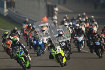 © Octane Photographic Ltd. Thundersport – Donington Park - 24th March 2012. RLRmotorsports.com 600 Sportsman Elite, the pack heads in Red Gate for the 1st time. Digital ref : 0260cb7d3387