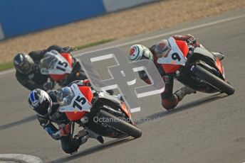 © Octane Photographic Ltd. Thundersport – Donington Park - 24th March 2012. Aprillia RRV450GP Challenge, Bradley Jones, Ben Luxton and Ross Twyman. Digital ref : 0259cb7d3200