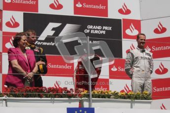 © 2012 Octane Photographic Ltd. European GP Valencia - Sunday 24th June 2012 - F1 Podium. Ferrari - Fernando Alonso, Lotus - Kimi Raikkonen and Mercedes - Michael Schumacher. Digital Ref : 0374lw7d3408