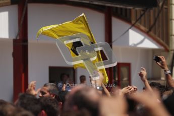 © 2012 Octane Photographic Ltd. European GP Valencia - Sunday 24th June 2012 - F1 Race. Ferrari Fans (The Tiffosi) celebrate. Digital Ref : 0374lw7d3487