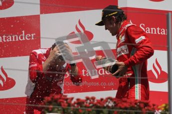 © 2012 Octane Photographic Ltd. European GP Valencia - Sunday 24th June 2012 - F1 Podium. Ferrari - Fernando Alonso sprays his victory champaigne. Digital Ref : 0374lw7d3589