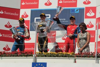 © 2012 Octane Photographic Ltd. European GP Valencia - Saturday 23rd June 2012 - GP2 Race 1 Podium. Esteban Gutierrez, Marcus Ericsson and Luiz Razia. Digital Ref : 0372lw1d5858