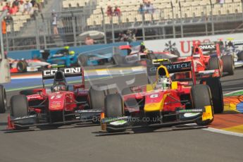 © 2012 Octane Photographic Ltd. European GP Valencia - Sunday 24th June 2012 - GP2 Race 2 - Racing Engineering - Nathanael Berthon tangles with Fabio Onidi of Scuderia Coloni and is about to remove his front wing. Digital Ref : 0375lw1d6039