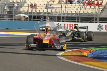 © 2012 Octane Photographic Ltd. European GP Valencia - Sunday 24th June 2012 - GP2 Race 2 - Racing Engineering - Fabio Leimer heads Caterham's Giedo van der Garde. Digital Ref : 0375lw1d6063