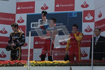 © 2012 Octane Photographic Ltd. European GP Valencia - Sunday 24th June 2012 - GP2 Race 2 Podium - Luiz Razia - Arden International, James Calado - Lotus GP and Fabio Leimer - Racing Engineering. Digital Ref : 0375lw1d6596