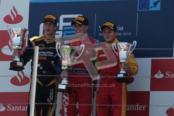 © 2012 Octane Photographic Ltd. European GP Valencia - Sunday 24th June 2012 - GP2 Race 2 Podium - Luiz Razia - Arden International, James Calado - Lotus GP and Fabio Leimer - Racing Engineering. Digital Ref : 0375lw1d6657