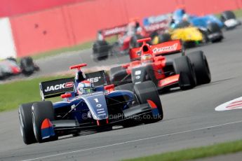 © Chris Enion/Octane Photographic Ltd. Formula Renault 3.5 Race 1 – Silverstone. Saturday 25th August 2012. Kevin Magnussen leads the pack on the opening lap - Carlin. Digital ref : 0470ce1d0214