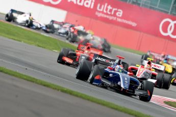 © Chris Enion/Octane Photographic Ltd. Formula Renault 3.5 Race 1 – Silverstone. Saturday 25th August 2012. Kevin Magnussen leads the pack on the opening lap - Carlin. Digital ref : 0470ce1d0216