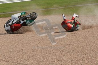 © Octane Photographic Ltd. Wirral 100, 28th April 2012. 250ccGP, Formula 400 and Minitwins, qualifying race. Steve Green drops his Honda 250 whilst leading the Qualifying race. Digital ref : 0303cb7d8943